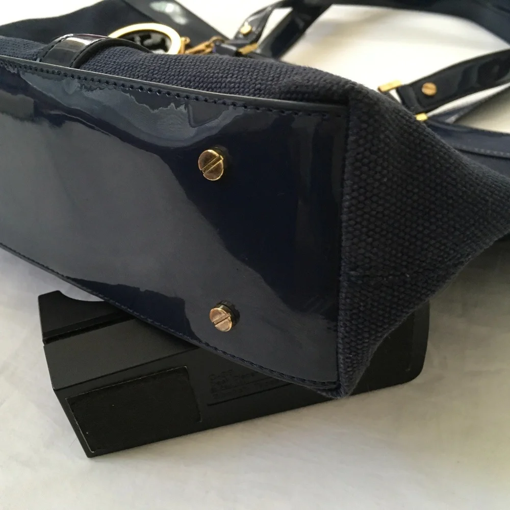 TORY BURCH Vintage Janey Tote Navy Blue